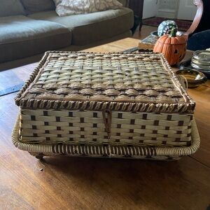 Vintage Woven Sewing Basket
